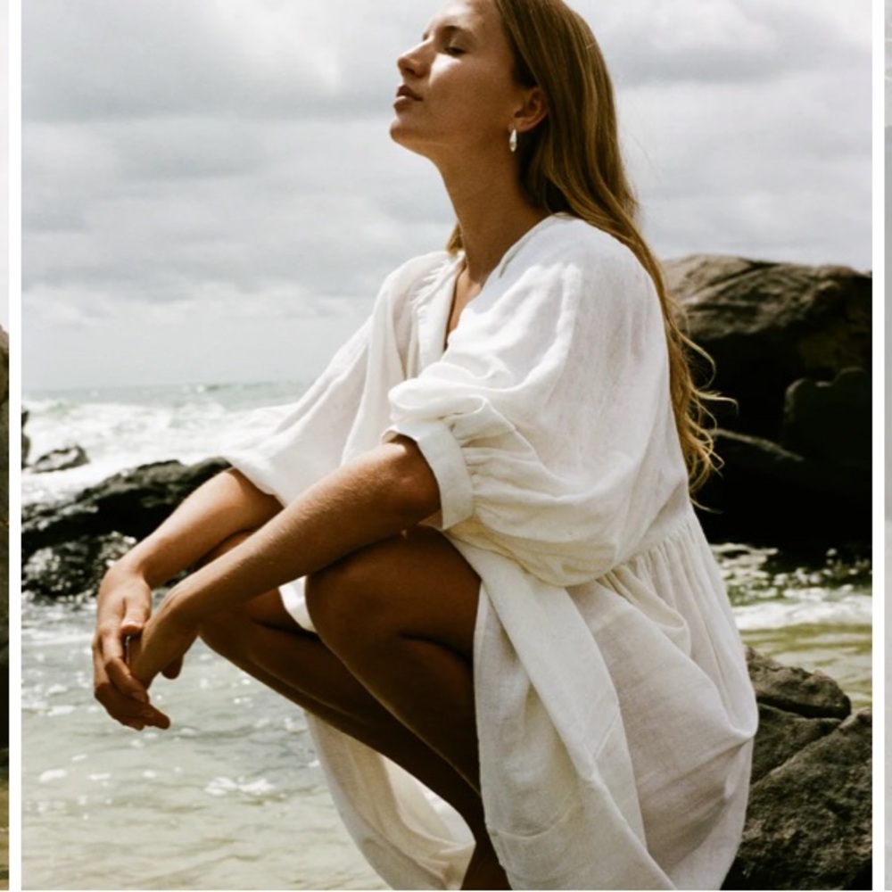 Daughters of India White Dolman Sleeve Sundress